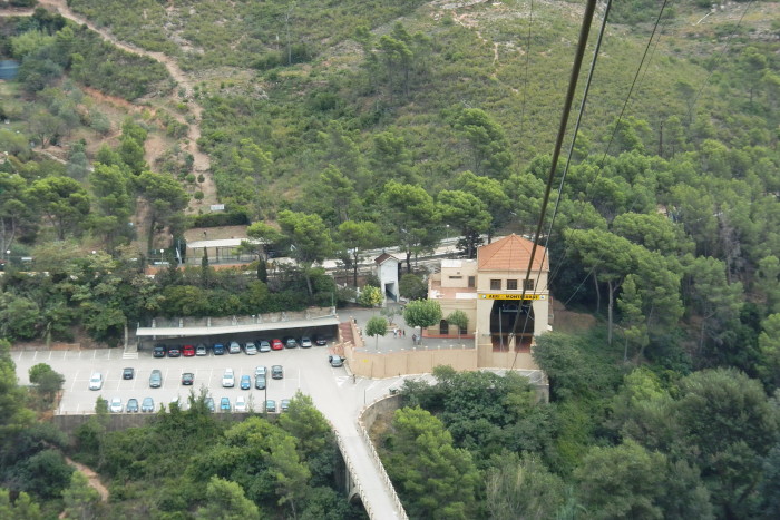 Blick aus der Seilbahn auf dem Weg nach Montserrat