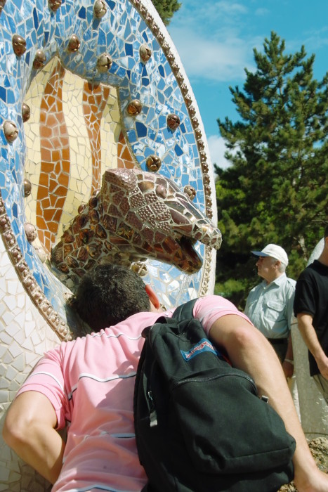 Brunnen mit Schlagenkopf  im Park Güell